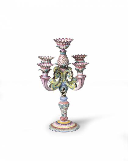 Candelabrum - Copper decorated with polychrome enamels