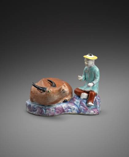 Boy and Ox Figure Group (height: 14 cm; length: 18 cm; width: 15.5 cm)