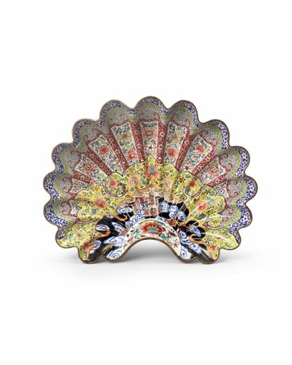 Shell-shaped Basin - Copper decorated with polychrome enamels